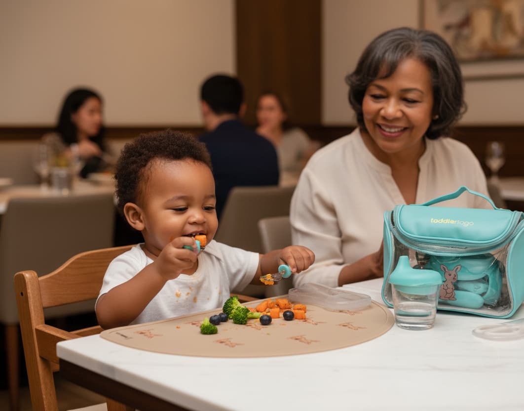 Eating veggies with grandma using kit