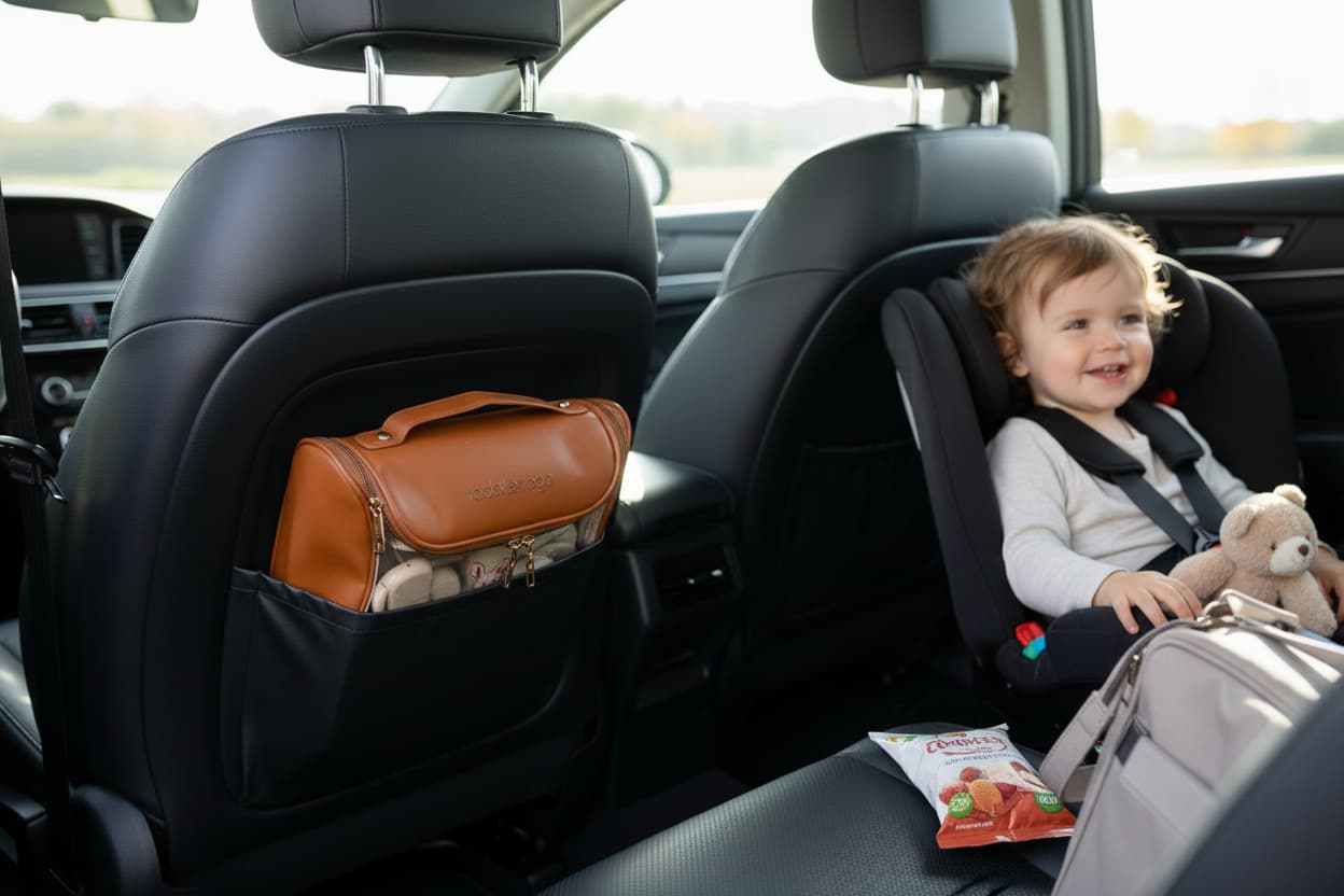 Kit tucked in car for convenience