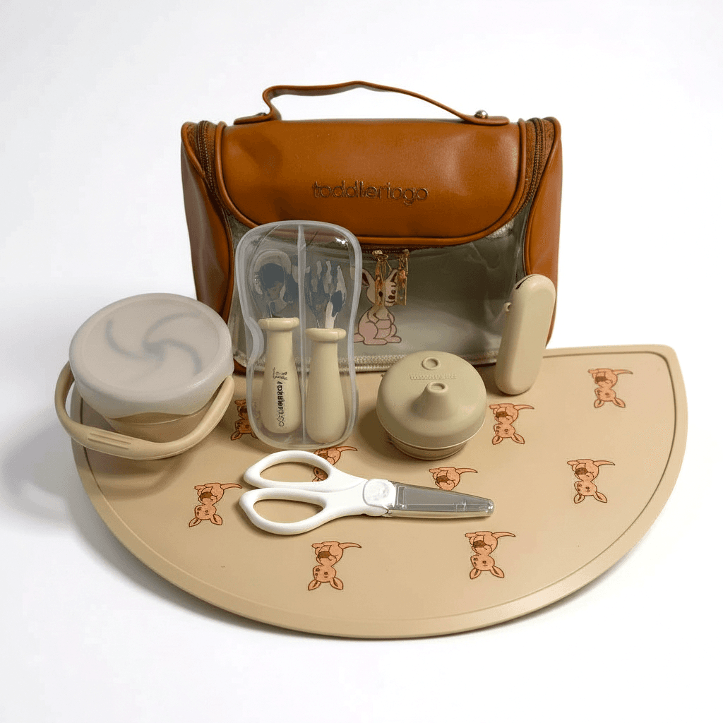 Toddler To Go Restaurant Kit - All items laid out